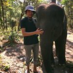 walking with elephant